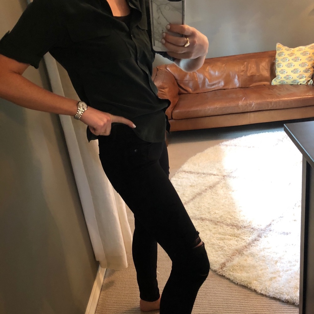 Paige denim black jeans with tears.